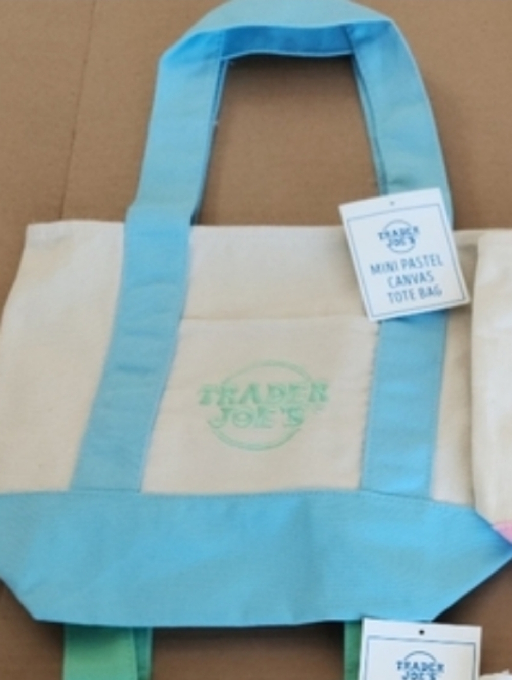 Trader Joe's Mini Canvas Tote Bag, Pastel Blue - Picture 2 of 2